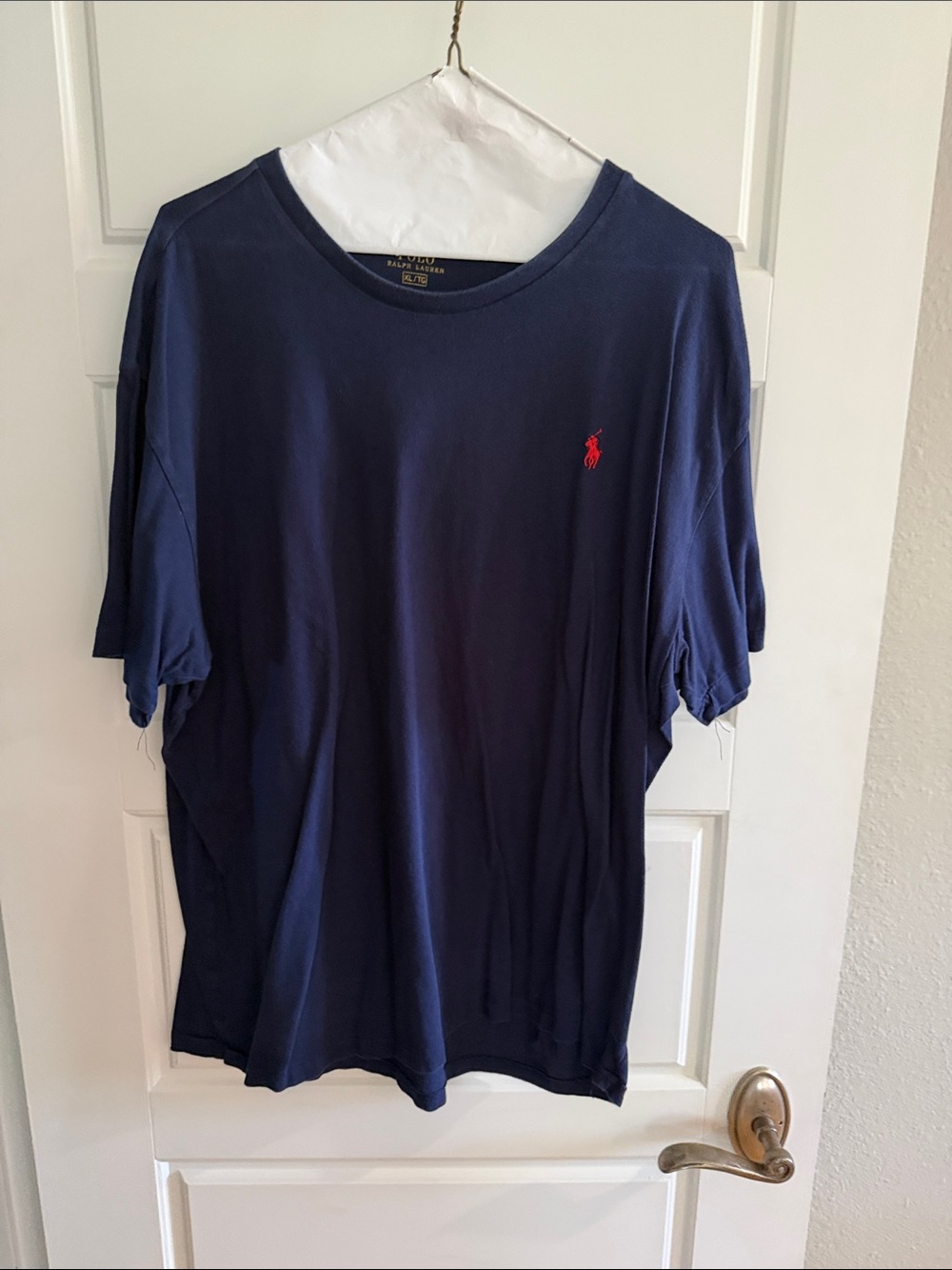 Ralph Lauren Navy Tee with Red Polo Pony Embroidery